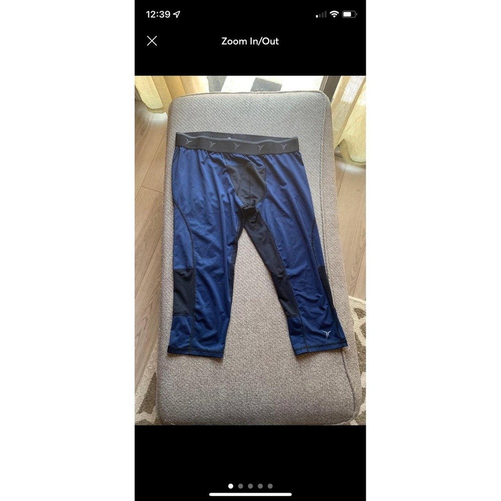 Old Navy Active Mens Go-Dry Compression Leggings Blue Black Geometric XL